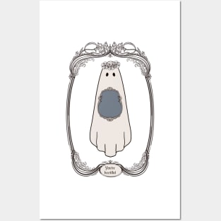 Cute Ghost Illustration in art nouveau frame |Self Love Quote | Cute Halloween Wall Art| Posters and Art